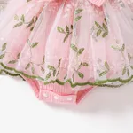 2pcs Baby Girl Sweet Fabric Stitching Long Sleeve Mesh Rompers Set Pink image 6
