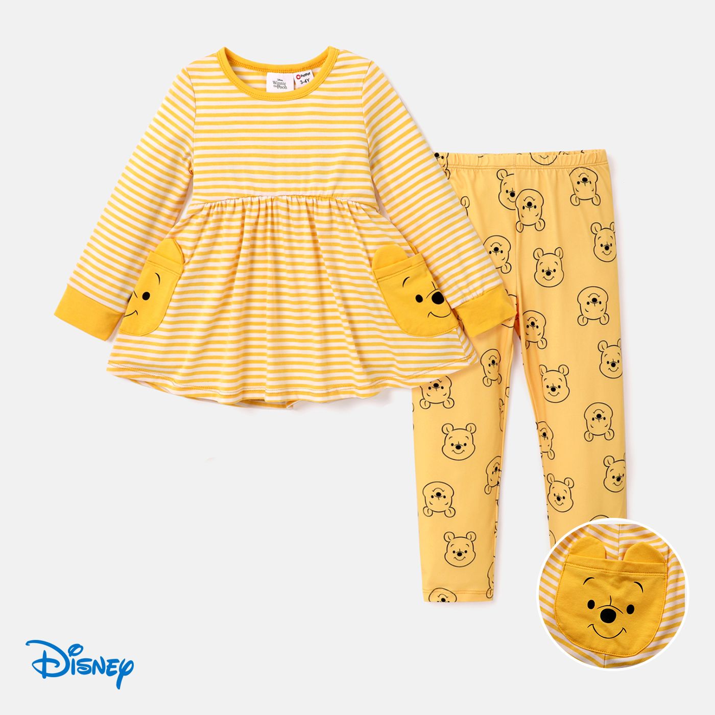Disney Winnie The Pooh Baby/Toddler Girl Yellow Cute Three-dimensional Pocket Set