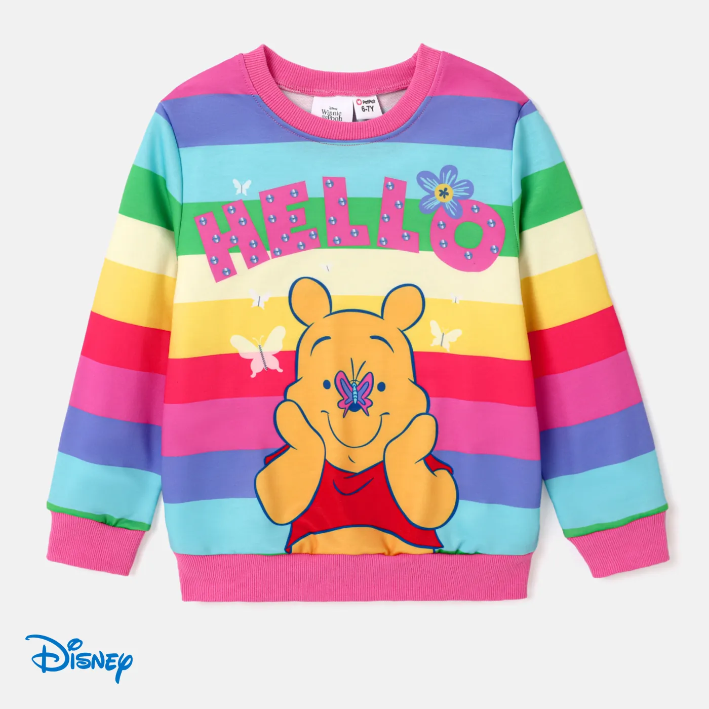 Disney Winnie the Pooh Kid Girl Character Print Long-sleeve Sweatshirt Multi-color