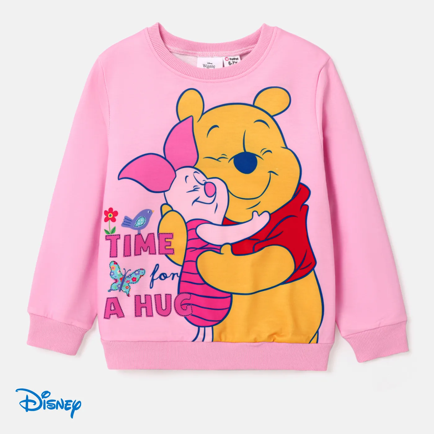 Disney Winnie the Pooh Kid Girl Character Print Long-sleeve Sweatshirt Pink big image 1
