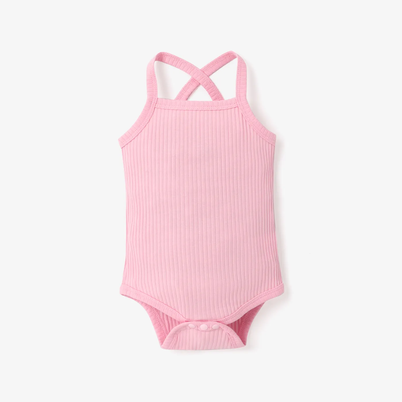 Baby Girl 95% Cotton Ribbed Sleeveless Spaghetti Strap Romper