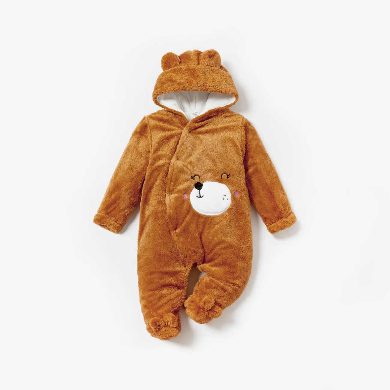 

Bear Design Fleece Hooded Footed/footie Long-sleeve Baby Jumpsuit