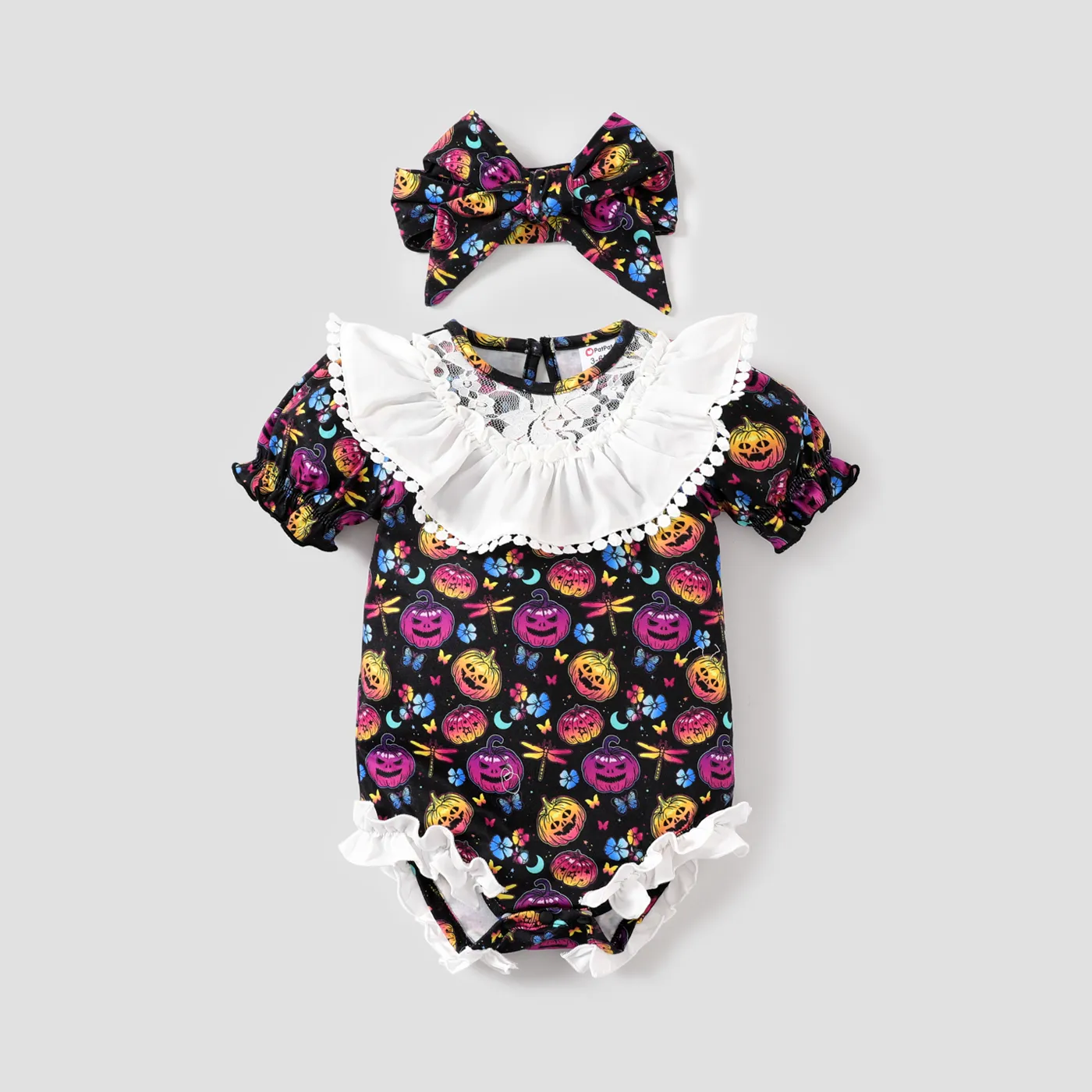 2pcs Baby Girl Halloween Sweet Long Sleeve Romper Set