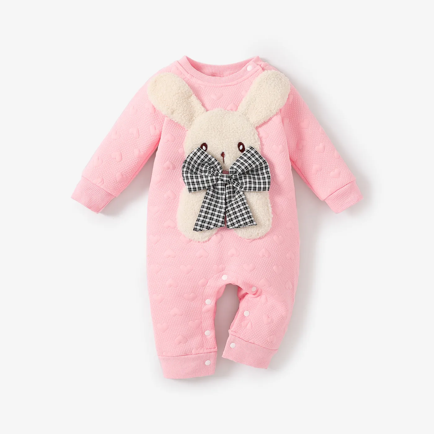 Baby Girl Cute Oversized Hyper-Tactile 3D Animal Pattern  Rabbit Long Sleeve  Jumpsuit   big image 1