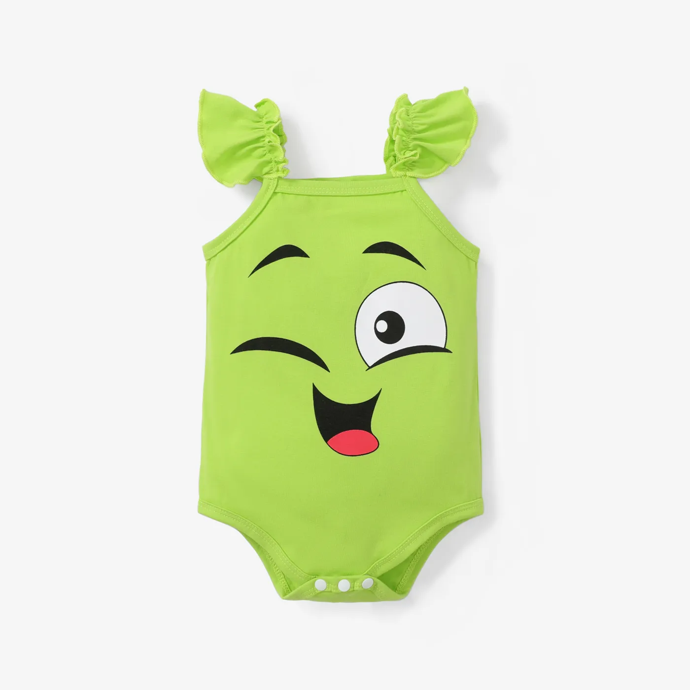 Bebé Menina Extremidades franzidas Infantil Manga cava Macacão curto Verde