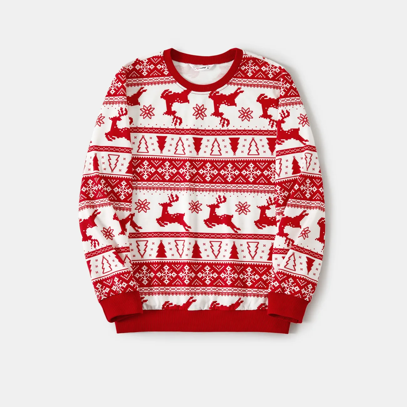 Christmas Family Matching Reindeer All-over Print Long-sleeve Tops Red big image 1