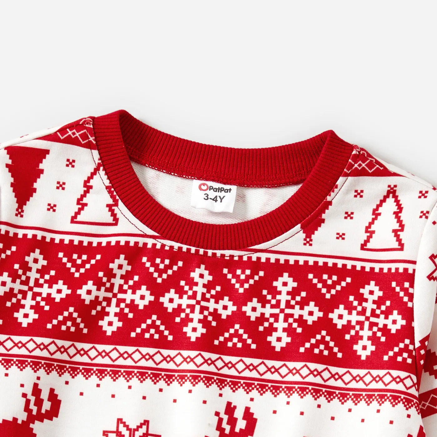 Christmas Family Matching Reindeer All-over Print Long-sleeve Tops Red image 3