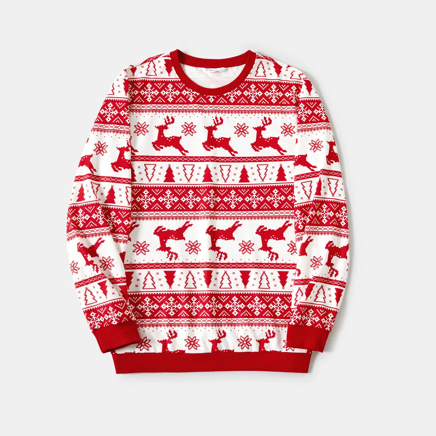 Christmas Family Matching Reindeer All-over Print Long-sleeve Tops Red image 6