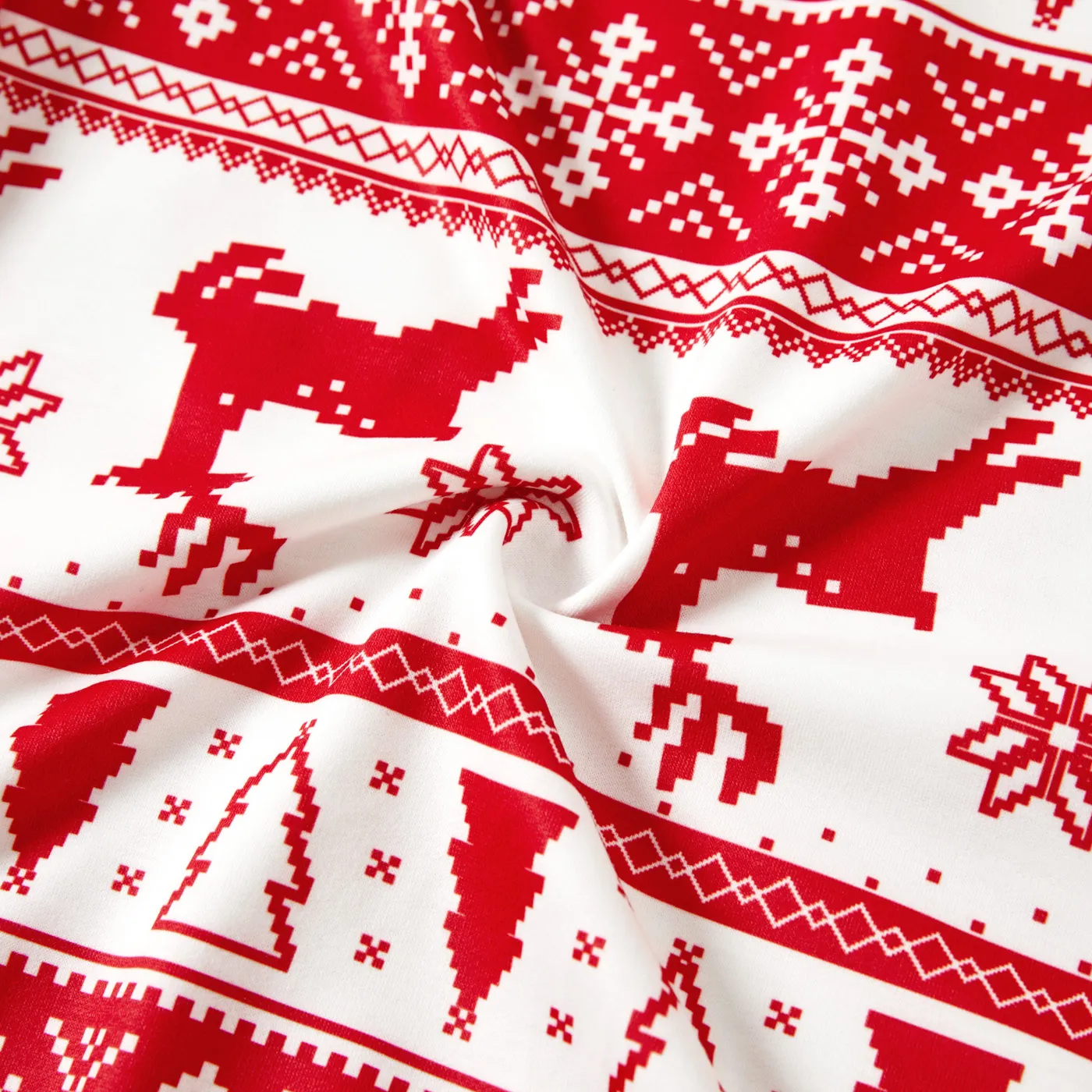 Christmas Family Matching Reindeer All-over Print Long-sleeve Tops Red image 5