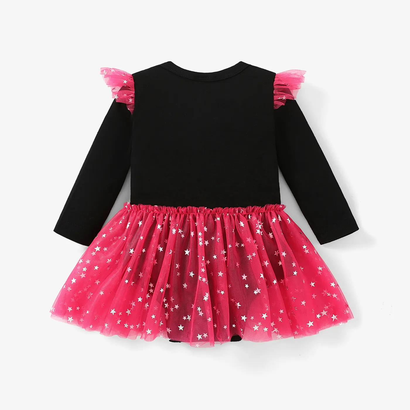 Baby Girl Letter Print Casual Long Sleeve Mesh Jumpsuits Pink image 2