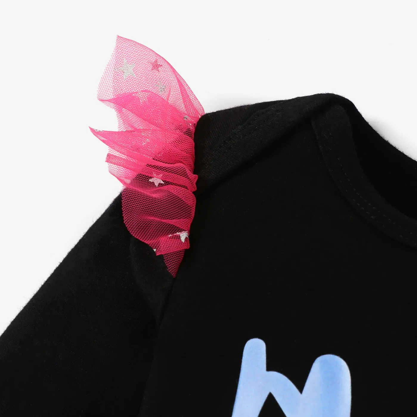 Baby Girl Letter Print Casual Long Sleeve Mesh Jumpsuits Pink image 3