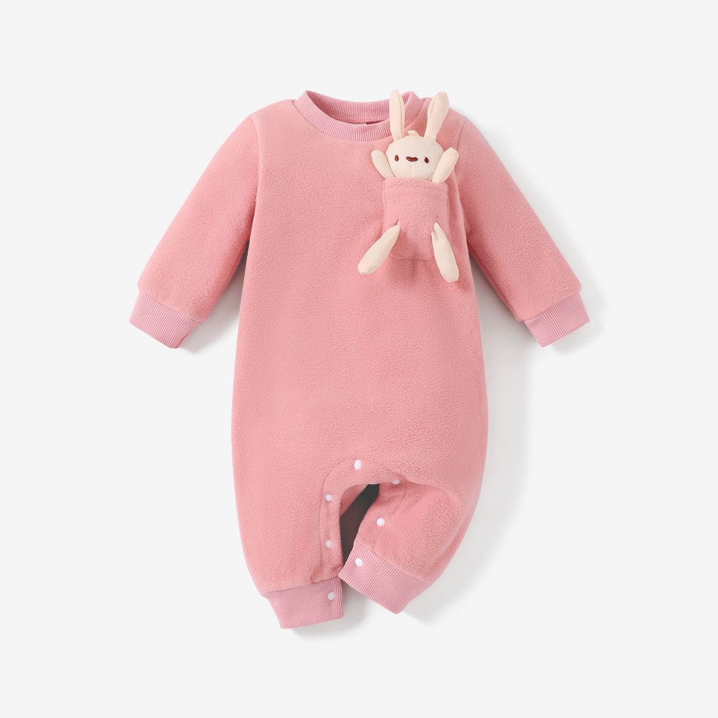 Baby Girl/Boy Hyper-Tactile 3D Rabbit Pattern Long Sleeve Jumpsuit