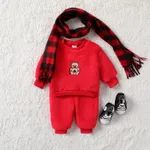  2pcs Baby/Toddler Girl/Boy Bear Animal Pattern Set Red