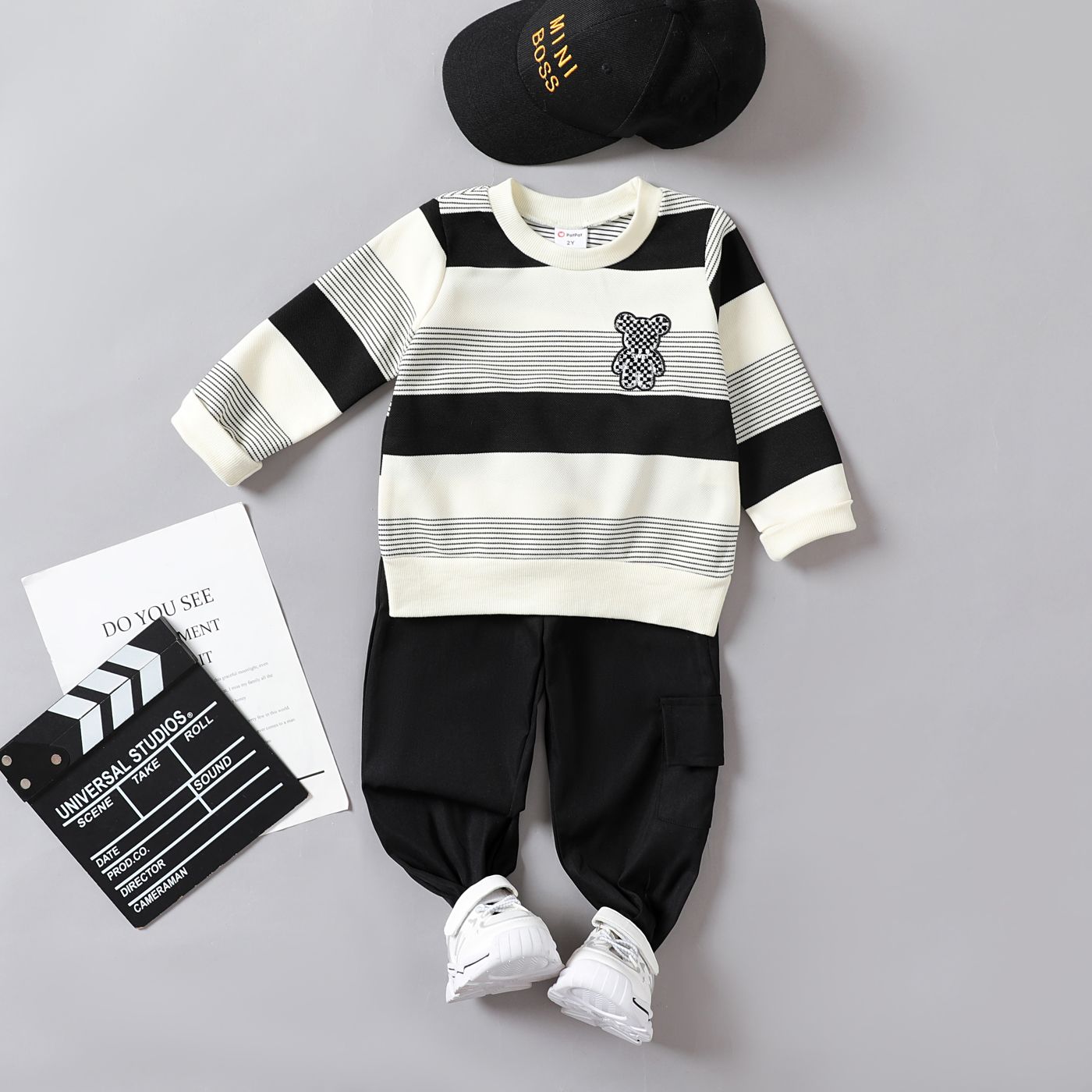 2pcs Toddler Boy Stripe Avant-garde Set