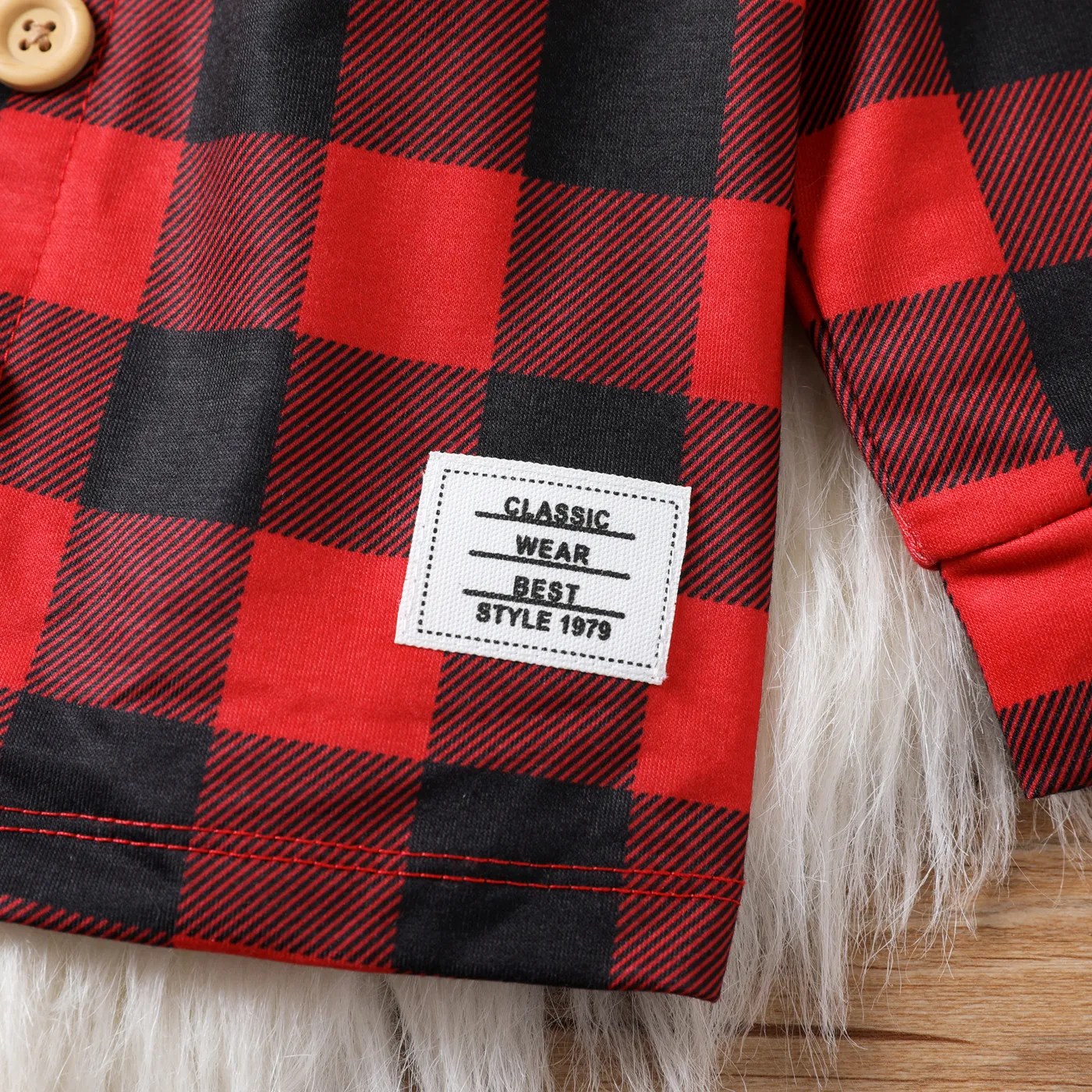 Toddler Boy/Girl Grid Hooded Jacket Red image 5
