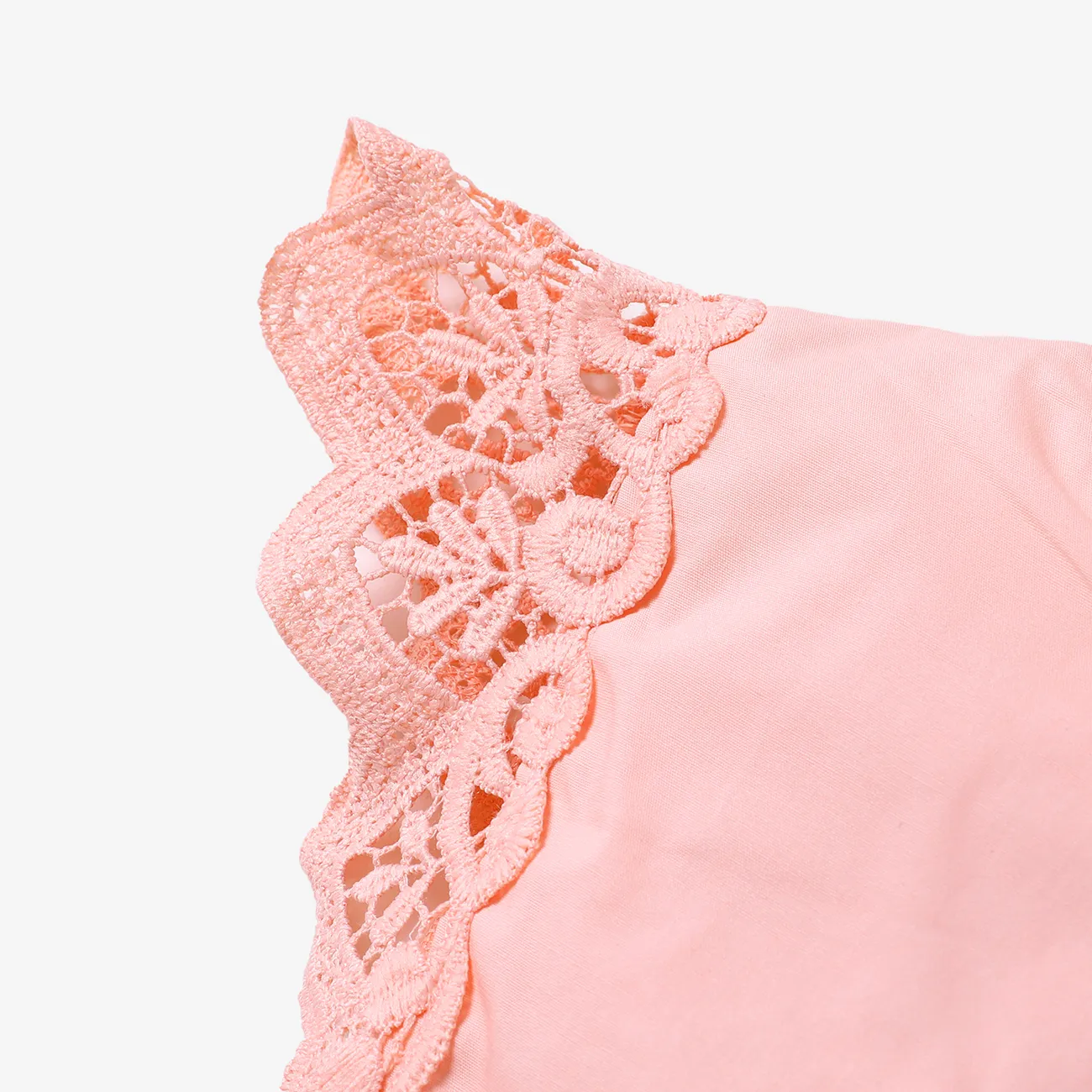 2pcs Baby Girl 95% Cotton Lace Flutter-sleeve Floral Print Romper with Headband Set Pink big image 1