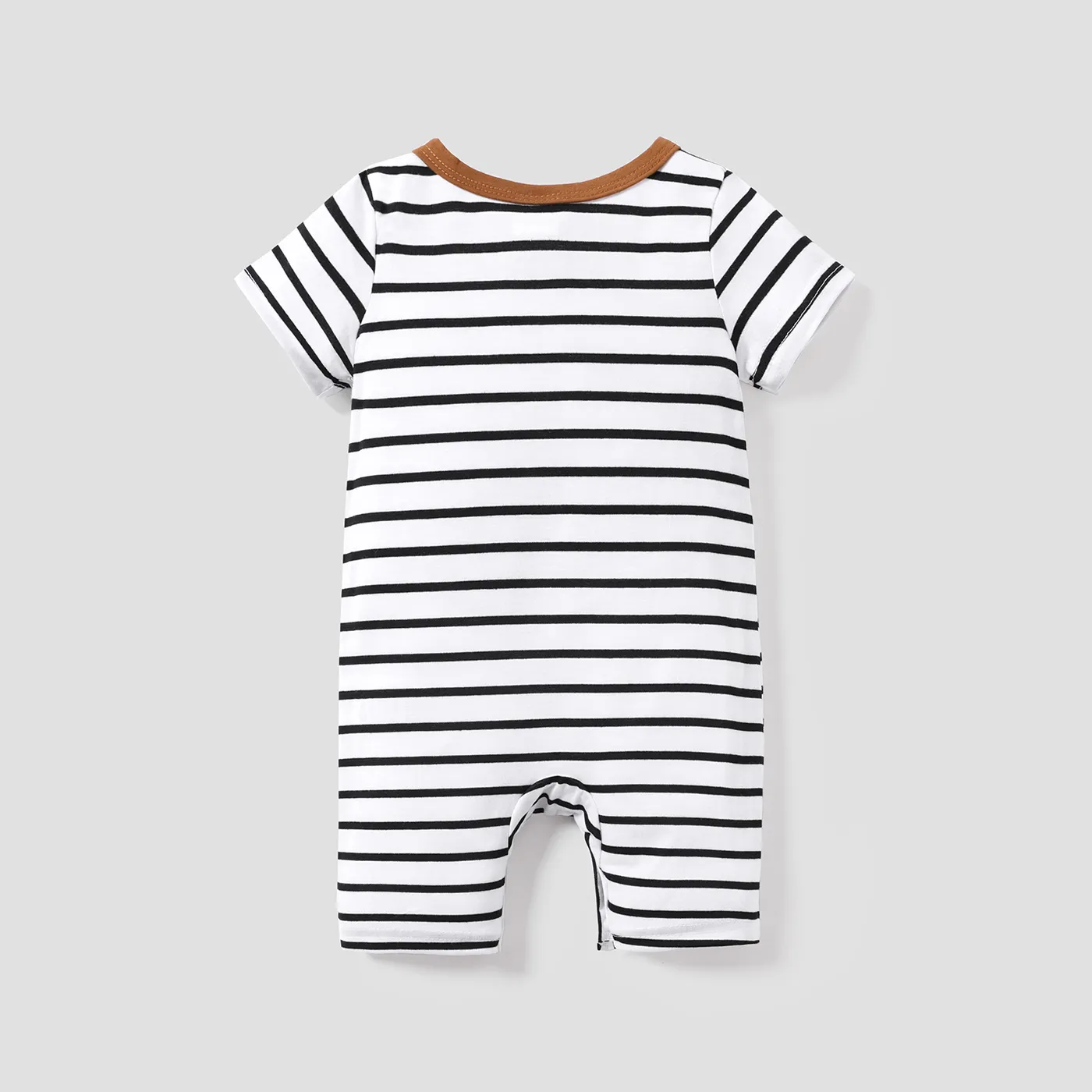 Bebé Menino Gola Henley Casual Manga curta Macacão Branco image 2