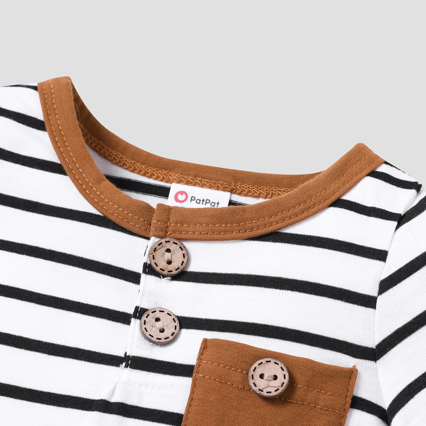 Bebé Menino Gola Henley Casual Manga curta Macacão Branco image 3