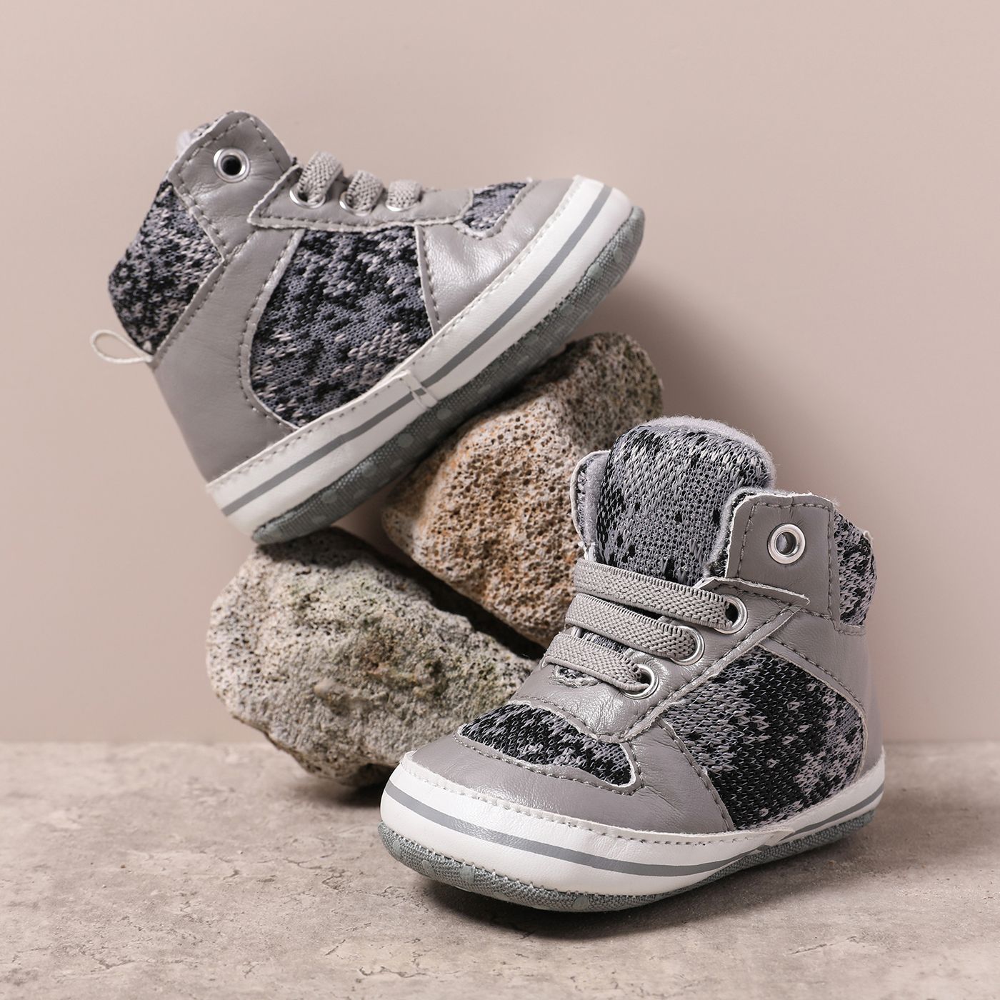 Baby Casual Tissu Stitching Slip-on Prewalker Shoes