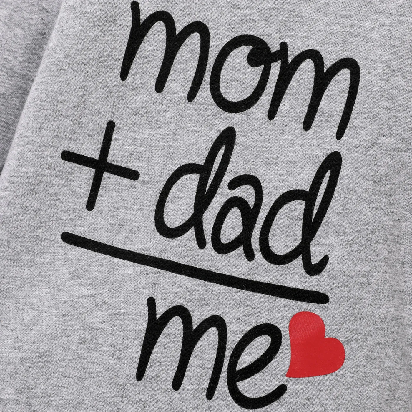 100% Cotton Letter and Heart Print Long-sleeve Gery Baby Jumpsuit Grey image 4