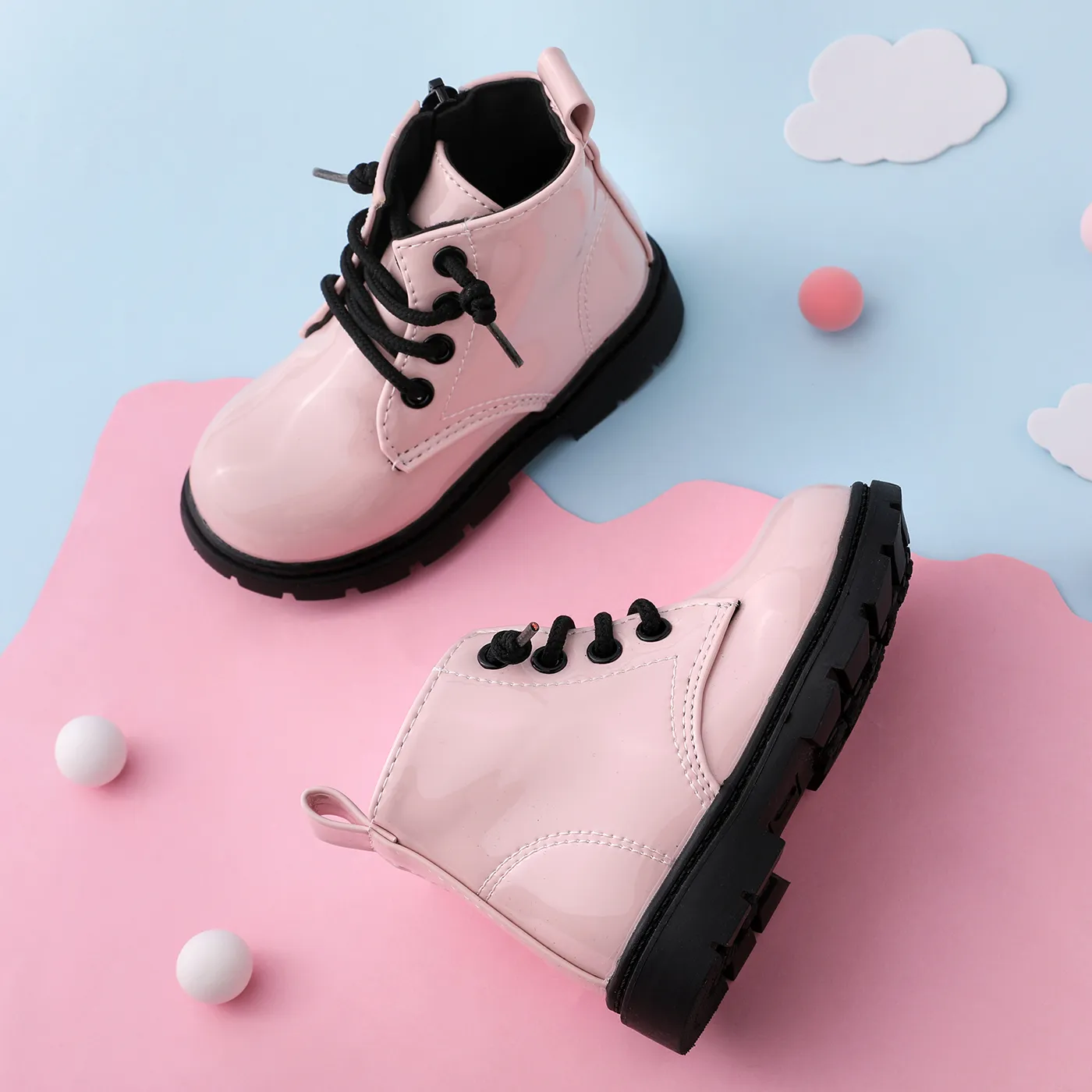 Toddler / Kid Side Zipper Lace Up Front Pink Boots(2 versions shipped randomly) Pink image 6