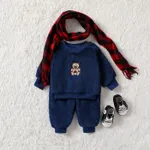  2pcs Baby/Toddler Girl/Boy Bear Animal Pattern Set Baby Dark Blue