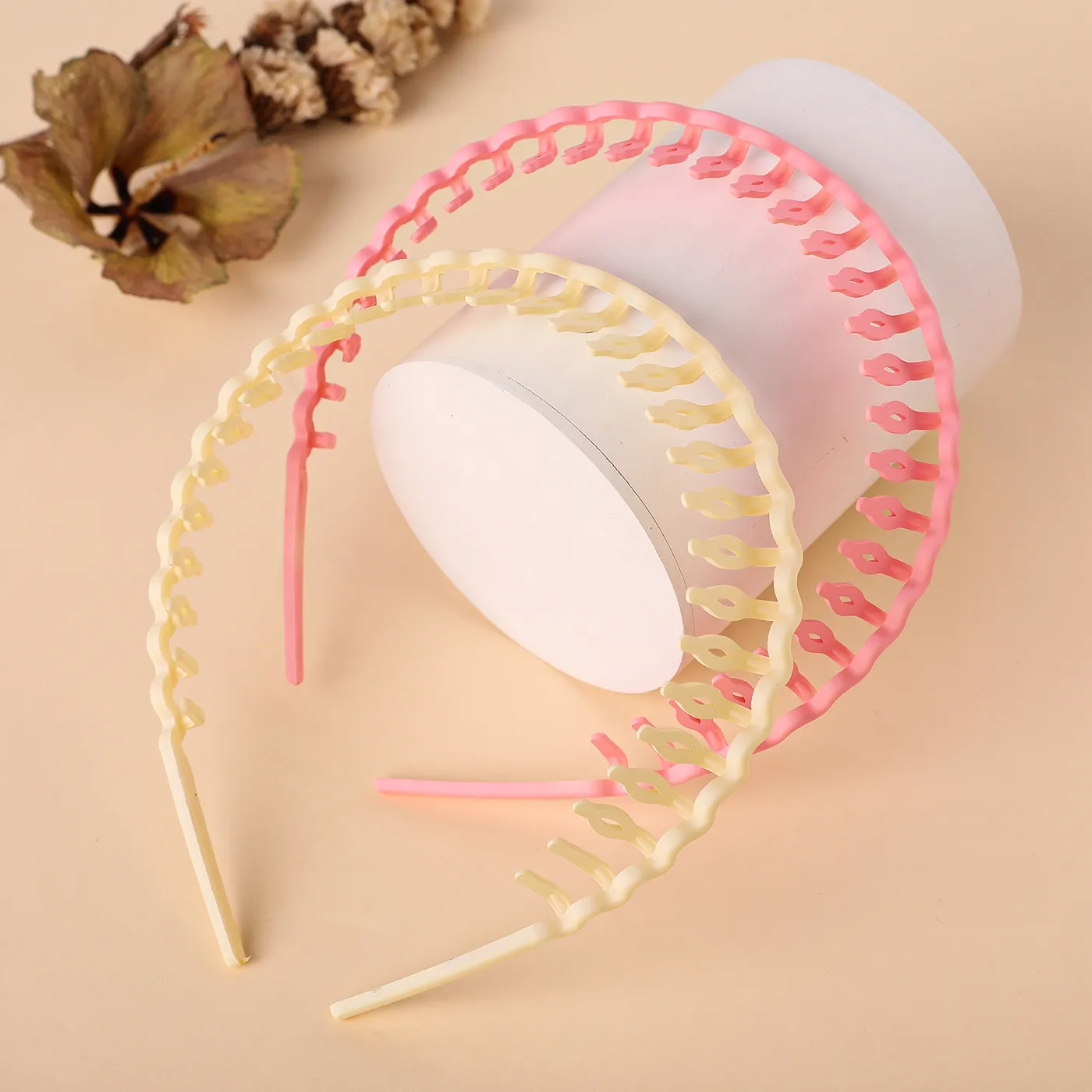 2-pack kids/toddler Candy Color Non-Slip Gear Wavy Headband Pink big image 1