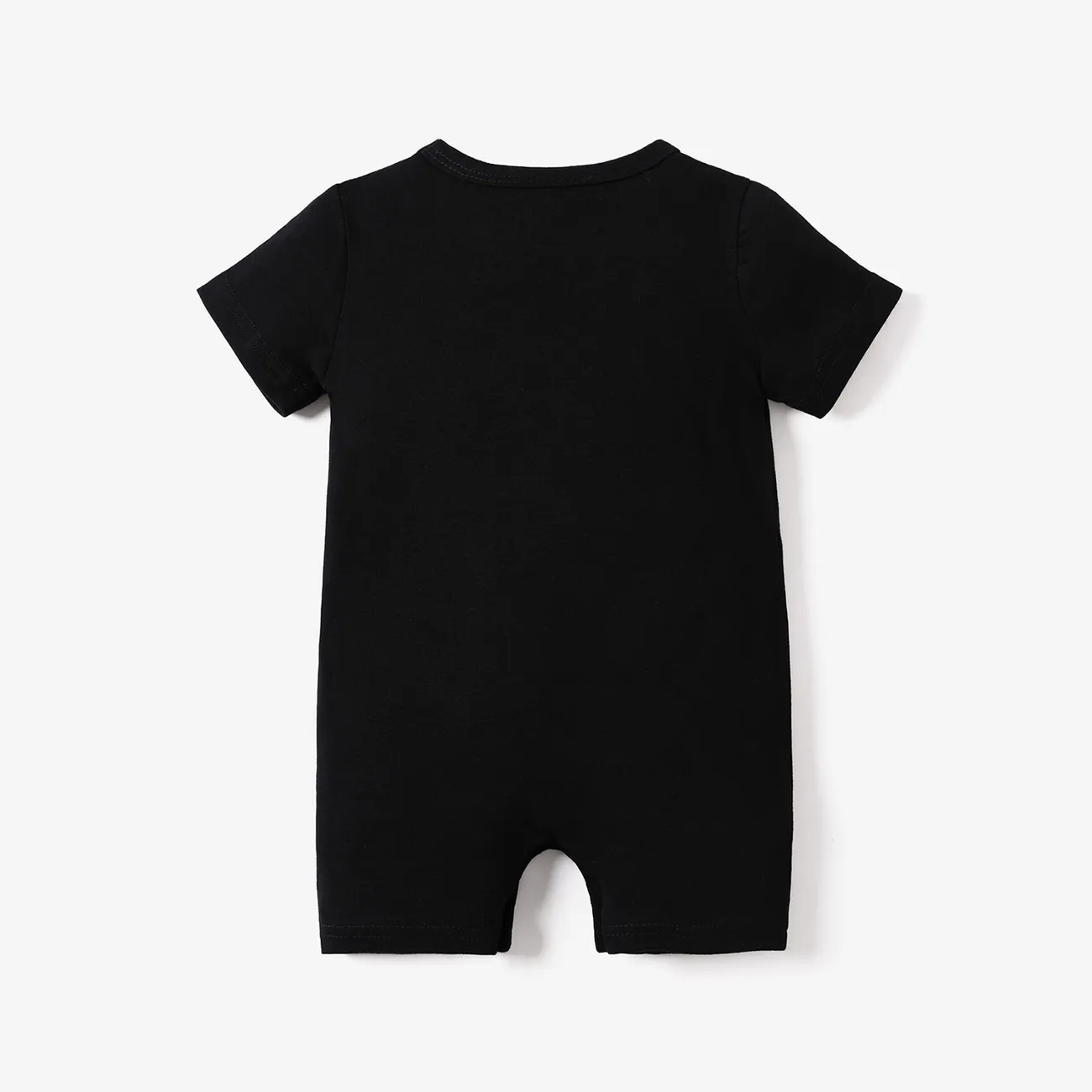 Baby Boy/Girl Bear Print Short-sleeve Romper Black big image 1