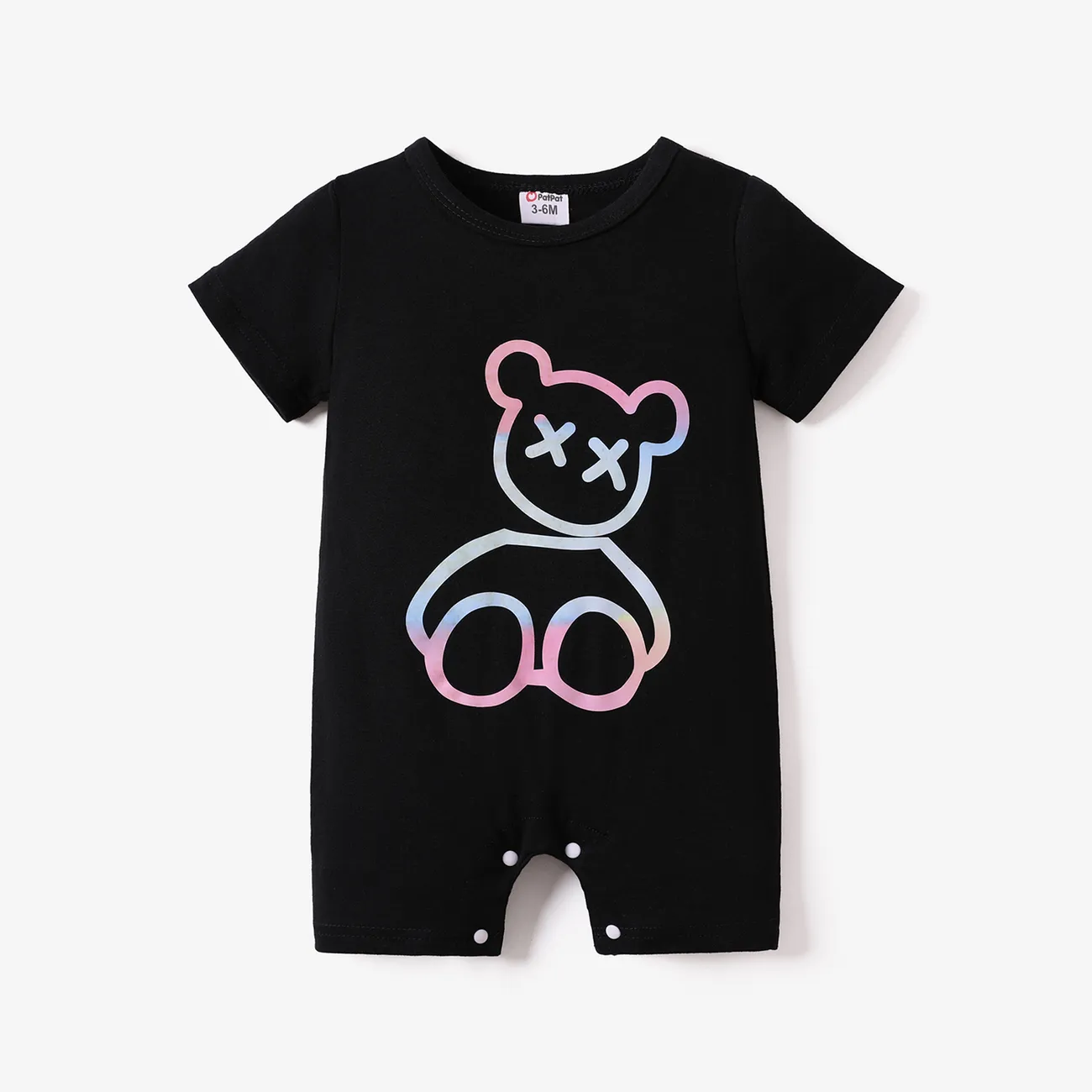 Baby Boy/Girl Bear Print Short-sleeve Romper  big image 1