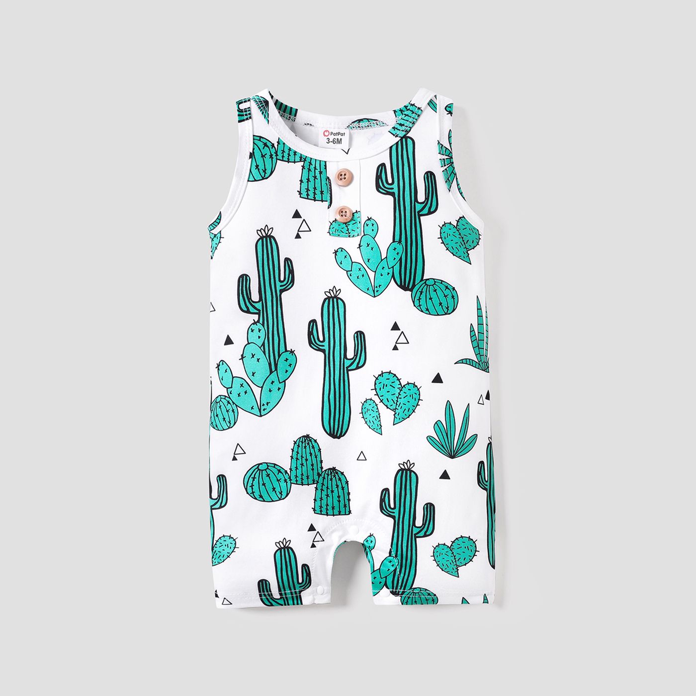 

Baby Boy/Girl Allover Cactuses Print Sleeveless Jumpsuit