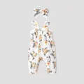 Baby Girl Floral Print Bow Decor Jumpsuit with Headband  image 2