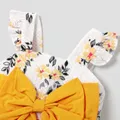 Baby Girl Floral Print Bow Decor Jumpsuit with Headband  image 3