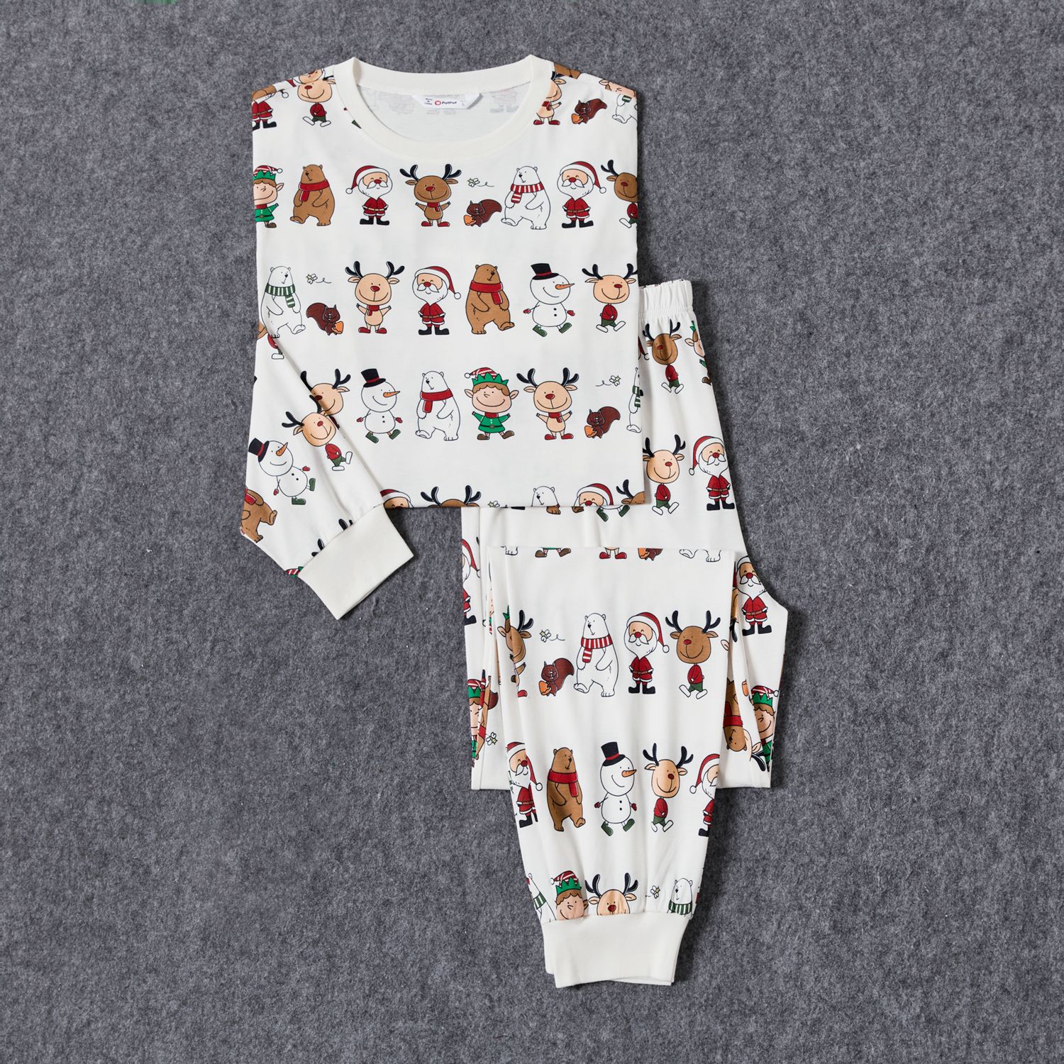 Christmas Family Matching Childlike Cartoon Print Naia Pajamas Sets(Flame Resistant)