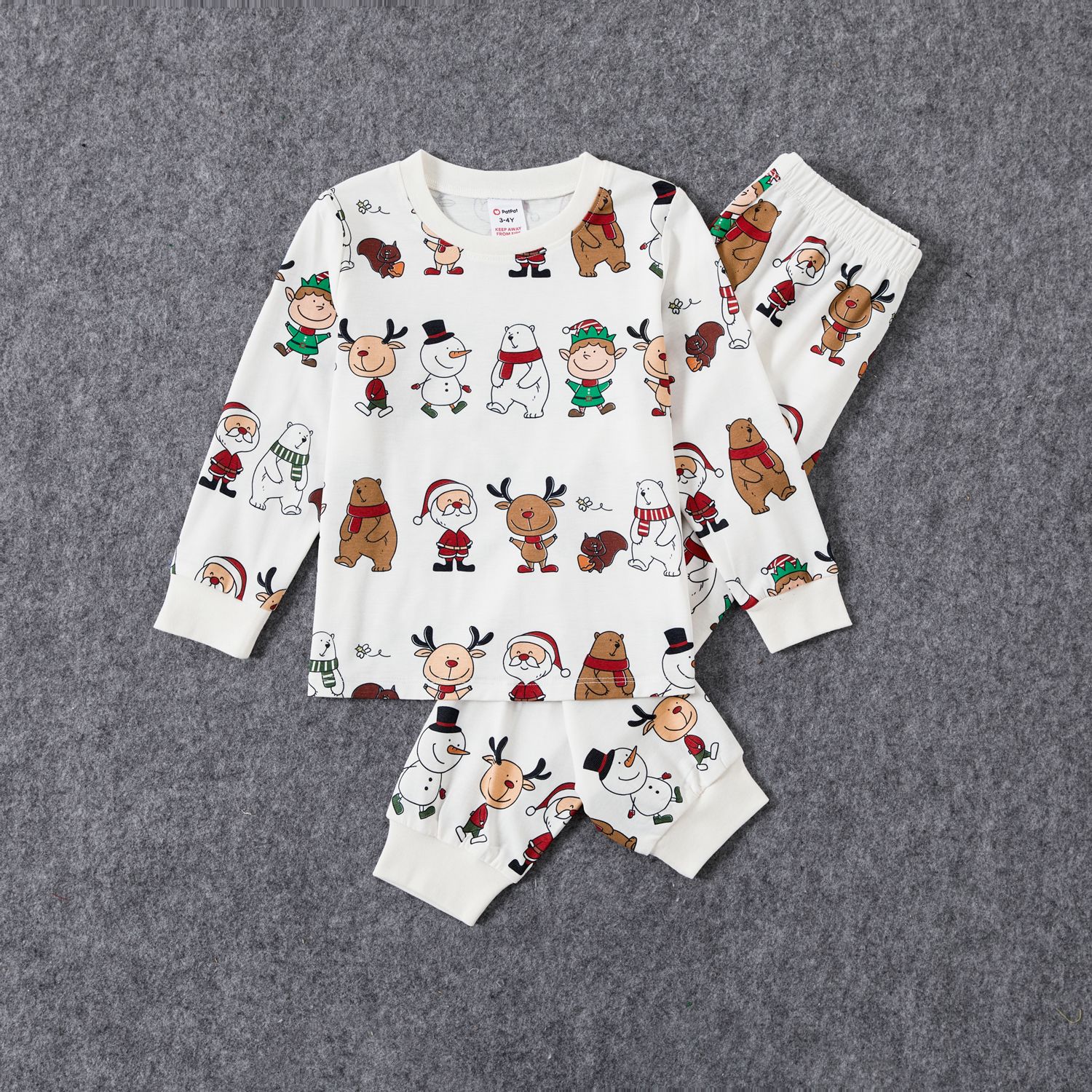 Christmas Family Matching Childlike Cartoon Print Naia Pajamas Sets(Flame Resistant)