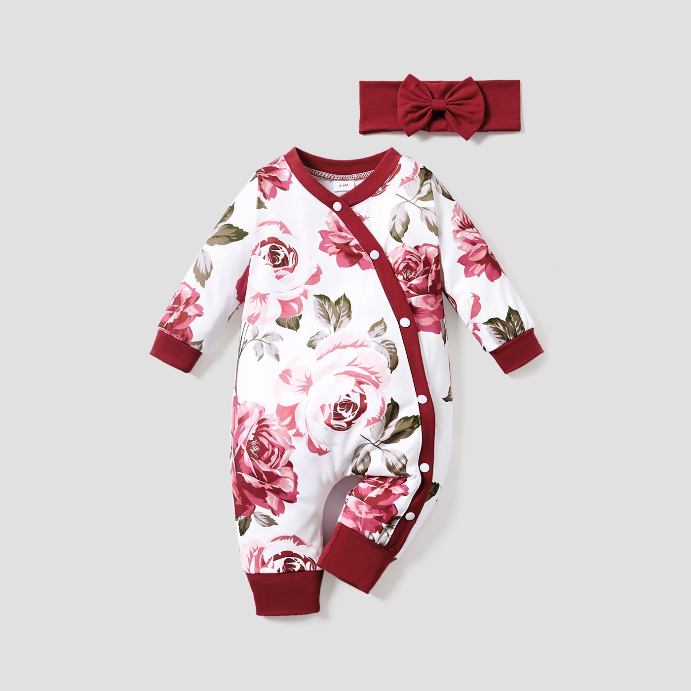 

Baby Girl 2pcs Fabric Stitching and Broken Flower Pattern Casual Jumpsuits