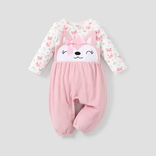Baby Girl Childlike Animal Pattern Long Sleeve Jumpsuit