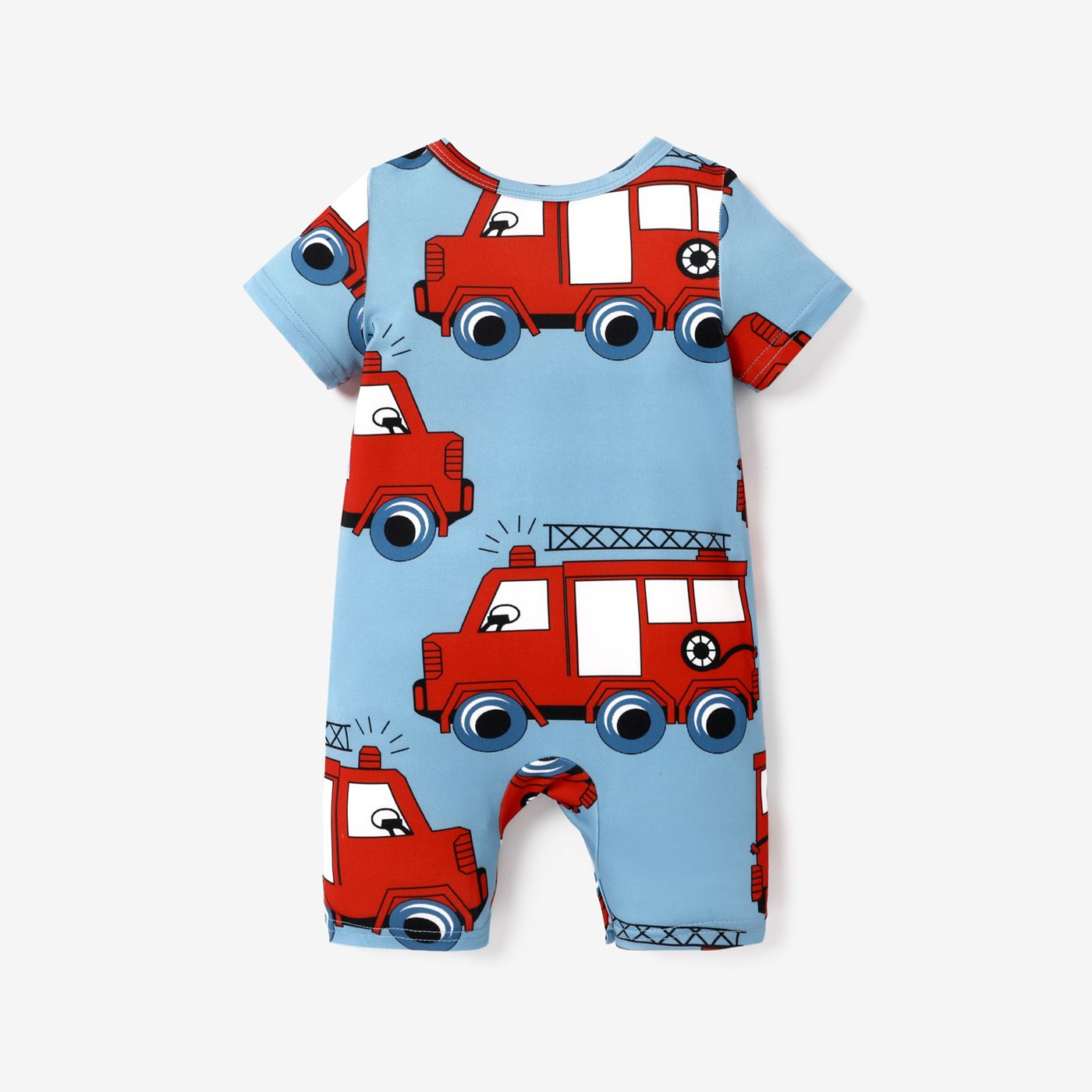 Baby Boy Allover Vehicle Print Short-sleeve Romper