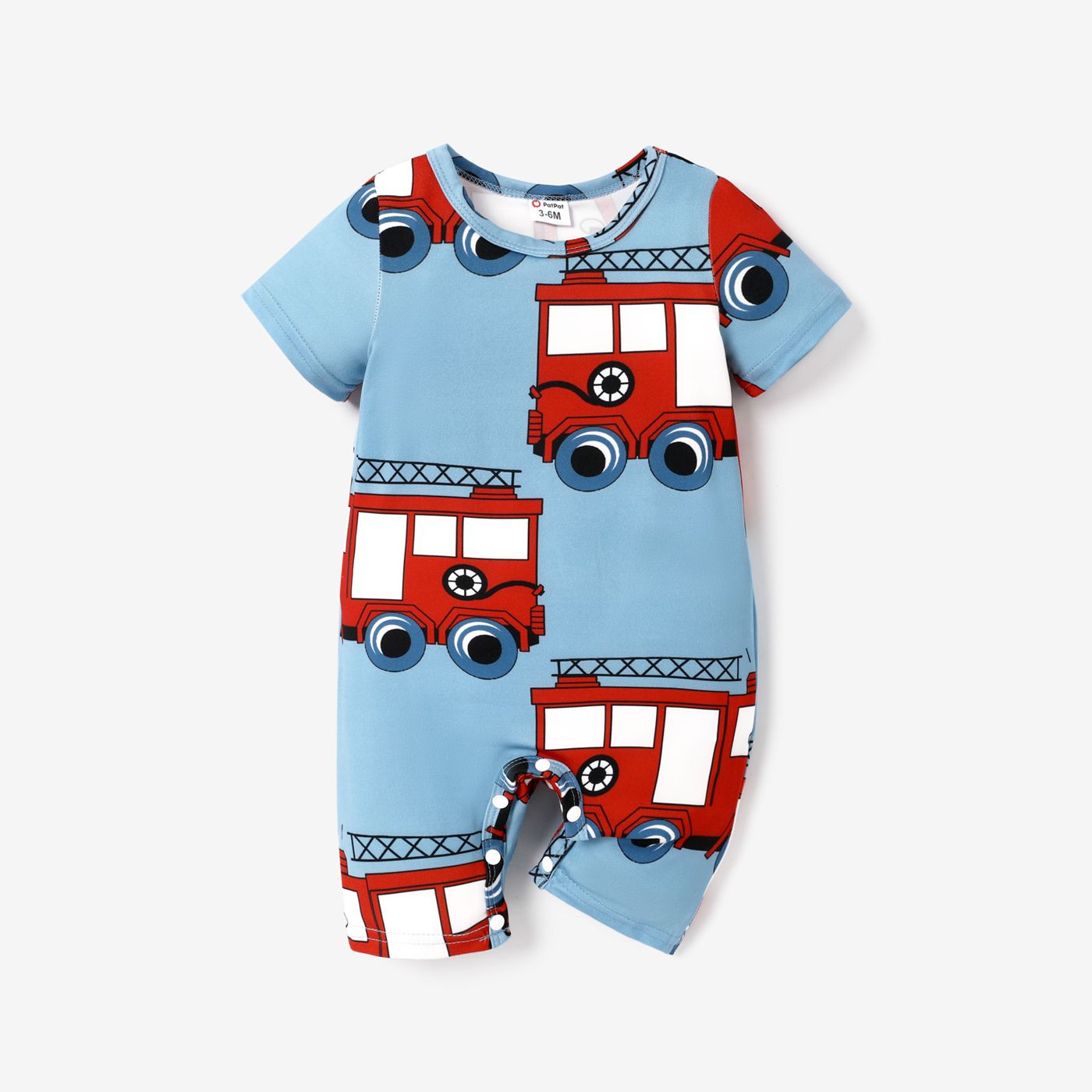 Baby Boy Fire Engine Pattern Romper/ 6 Pairs Of Socks/ Shoes