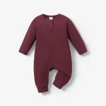 Baby Boy/Girl 95% Cotton Ribbed Long-sleeve Button Up Jumpsuit Red