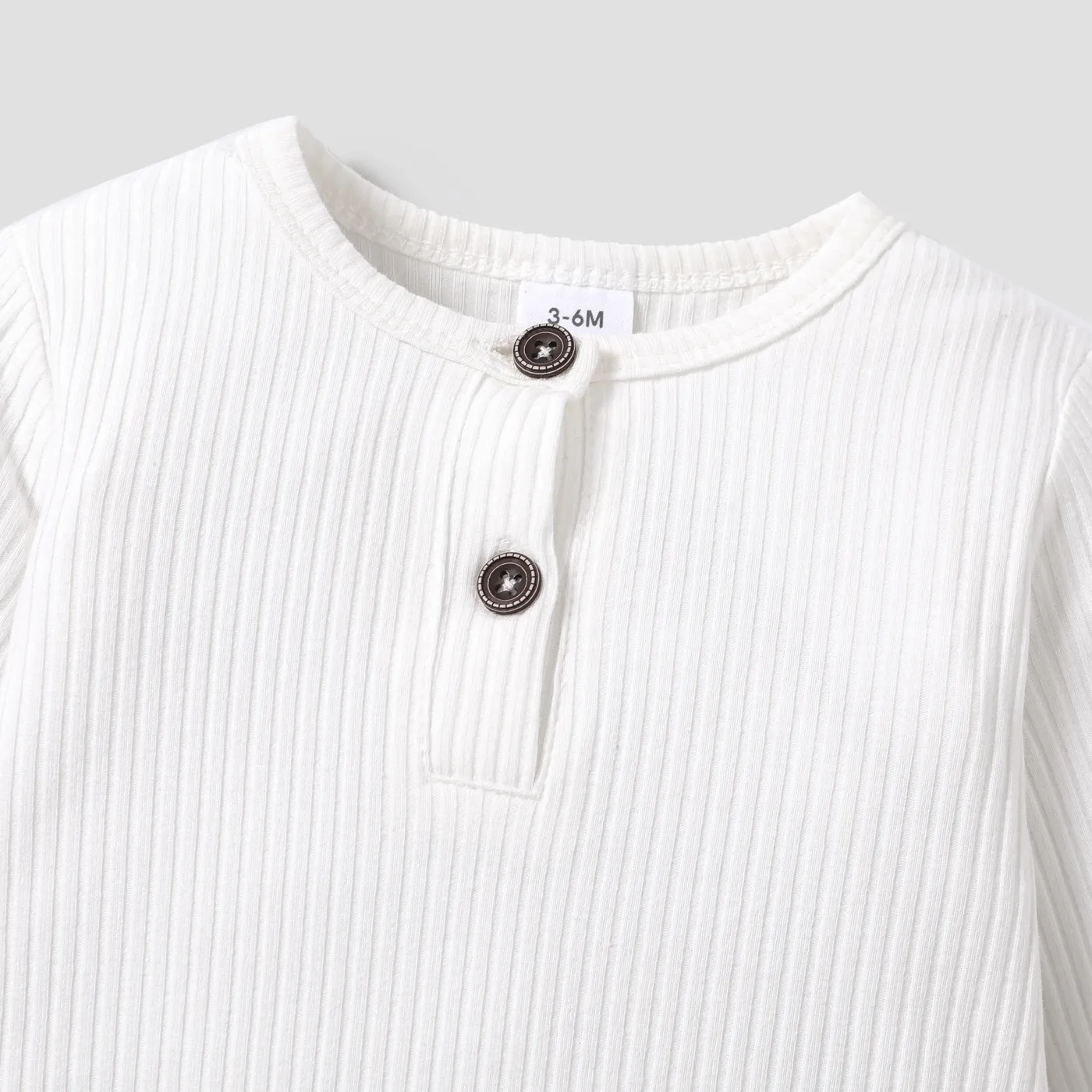 Baby Boy/Girl 95% Cotton Ribbed Long-sleeve Button Up Jumpsuit  image 3