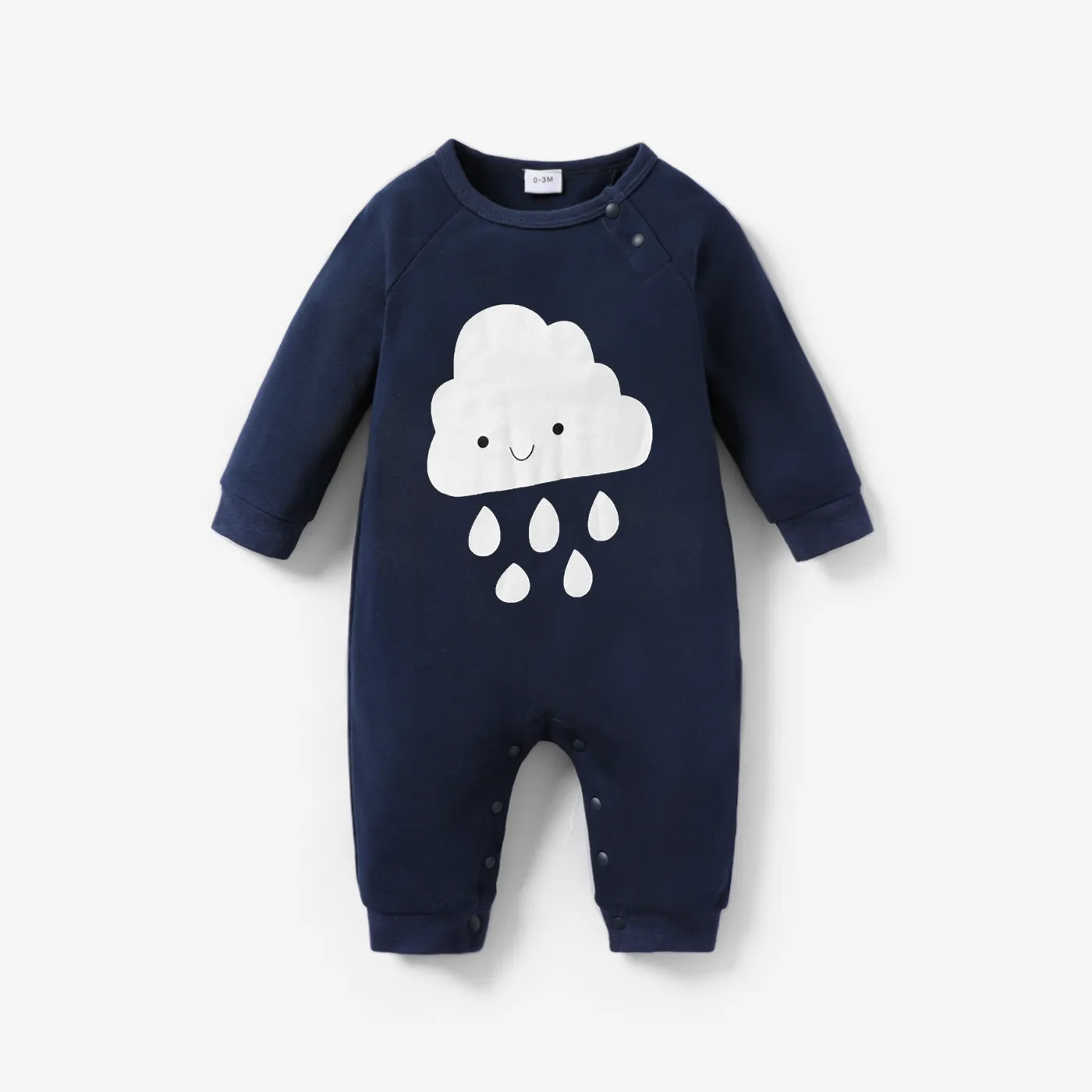 100% Cotton Moon or Cloud Print Long-sleeve Baby Jumpsuit