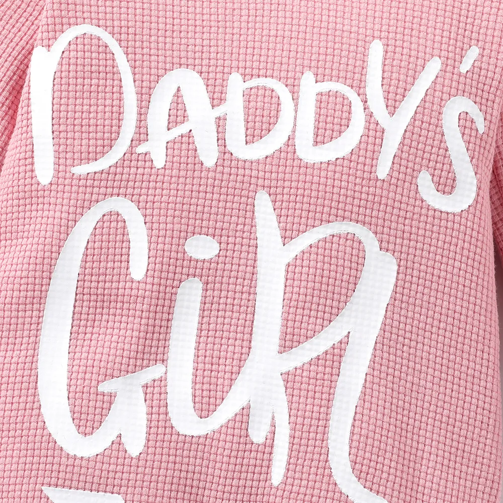 Baby Letter Print Solid Long-sleeve Hooded Waffle Jumpsuit big image 5