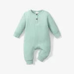 Baby Boy/Girl 95% Cotton Ribbed Long-sleeve Button Up Jumpsuit Green