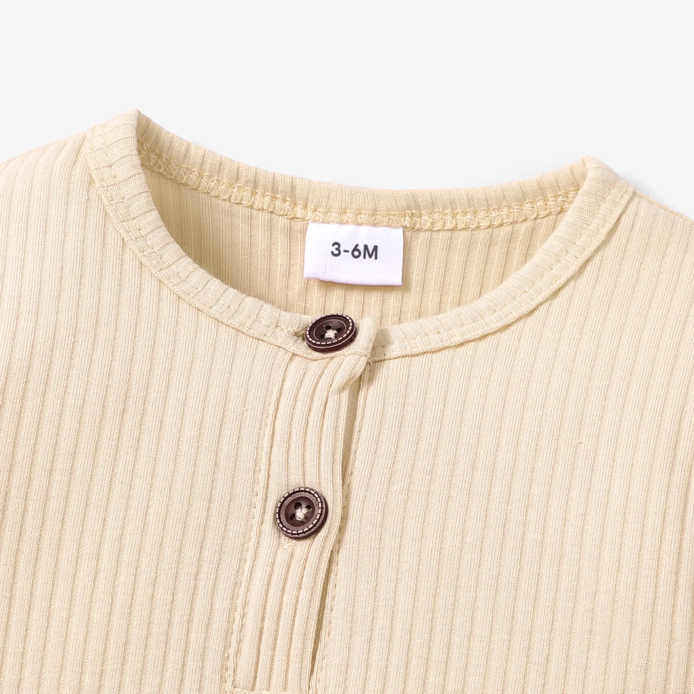 Baby Boy/Girl 95% Cotton Ribbed Long-sleeve Button Up Jumpsuit  image 3