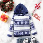 Kid Girl/Boy Christmas Casual Style Hooded Sweatshirt Blue