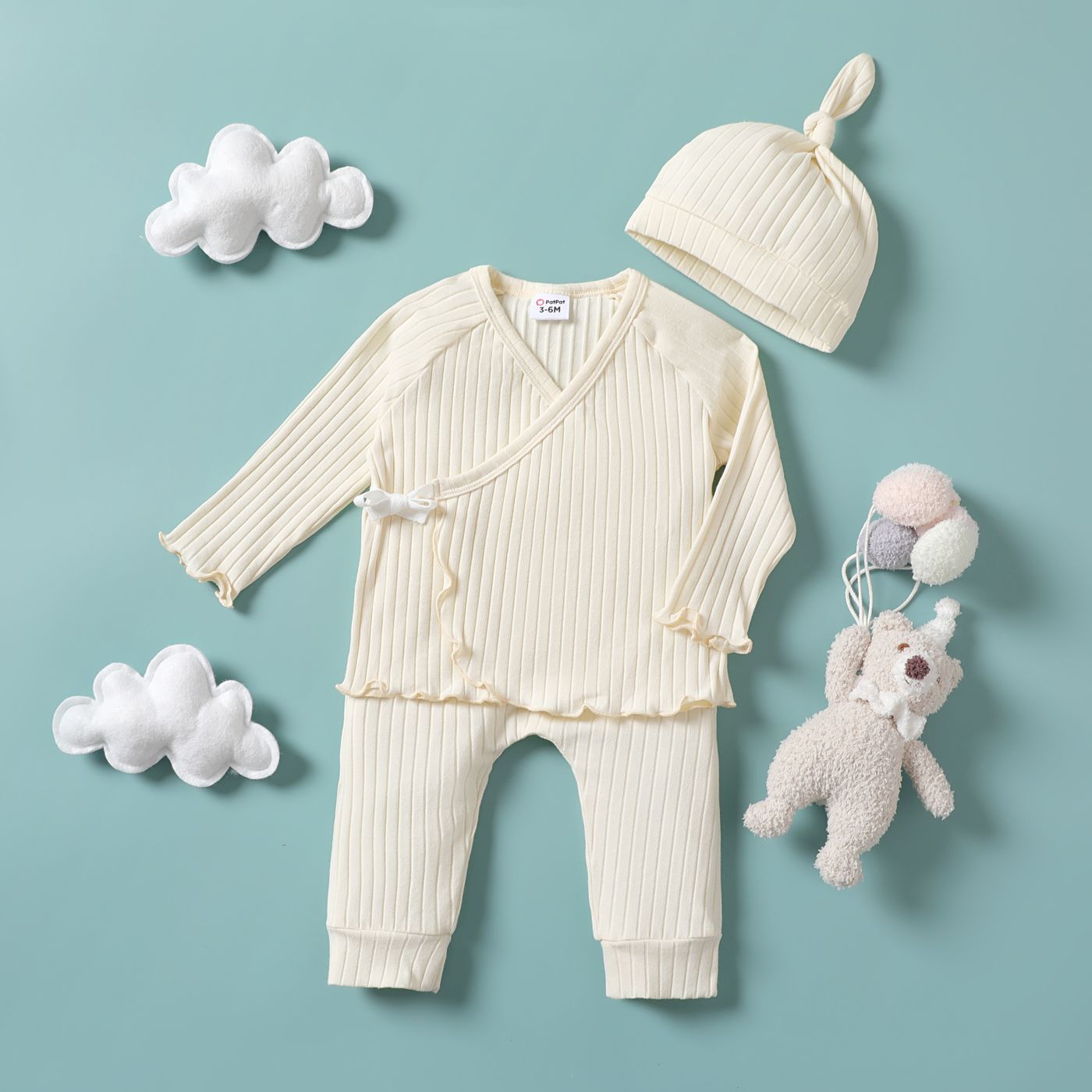 2pcs Baby Girl/Boy Casual Solid Color Set