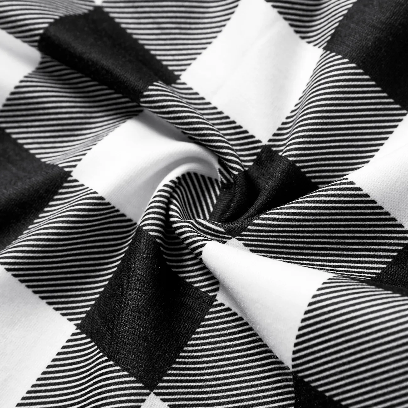 Noël Look Familial Manches longues Tenues de famille assorties Pyjamas (Flame Resistant) Noir/ Blanc big image 1