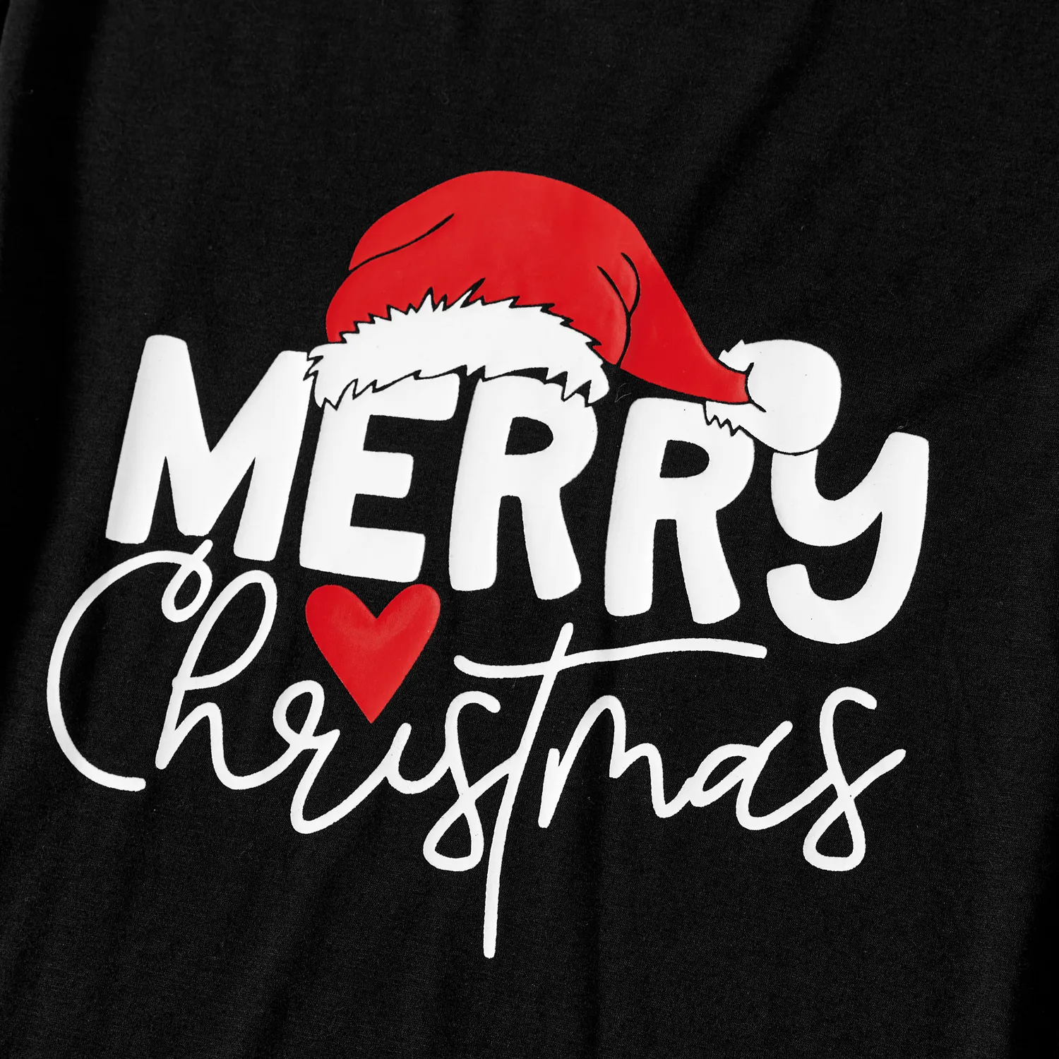 Christmas Family Matching Glow In The Dark Letters Print Long-sleeve Pajamas Sets (Flame resistant) Black/White image 4