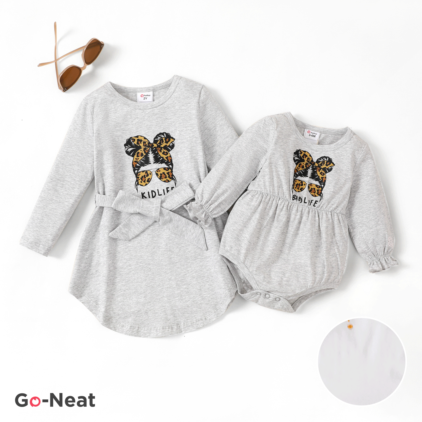 GoNeat Water Repellent and Stain Resistant Baby/Toddler Girl Solid Color Romper/Dress Only 12.