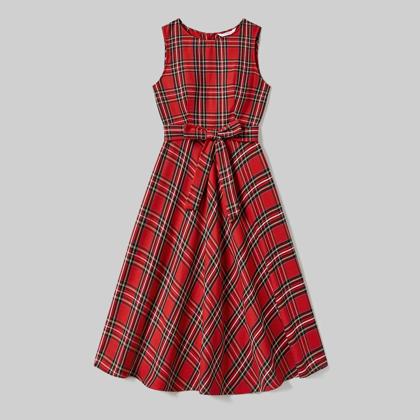 

Christmas Family Matching Plaid Tops and Sleeveless Belted Dresses Sets